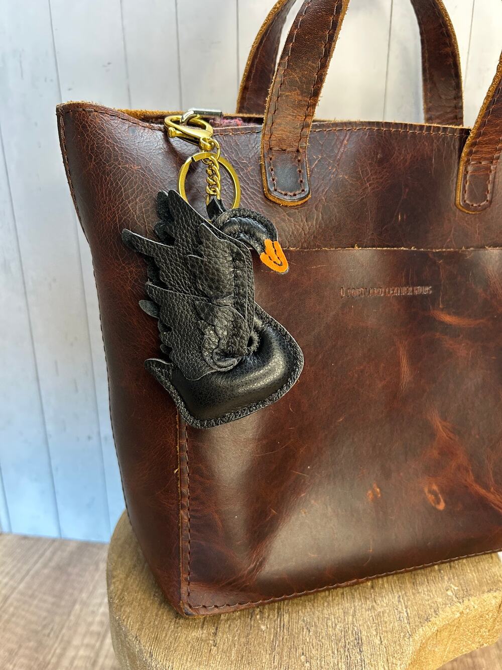 Genuine Leather Black Swan Beautiful Purse Charm Boho Black Swans Bag Charm
